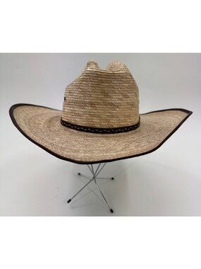 Paramont Outdoors Straw Cowboy Hat 10X Western Style With Brown Trim 6 3/4 Size